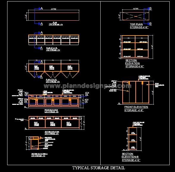 Low Height Storage Console with Drawers- Free CAD Block